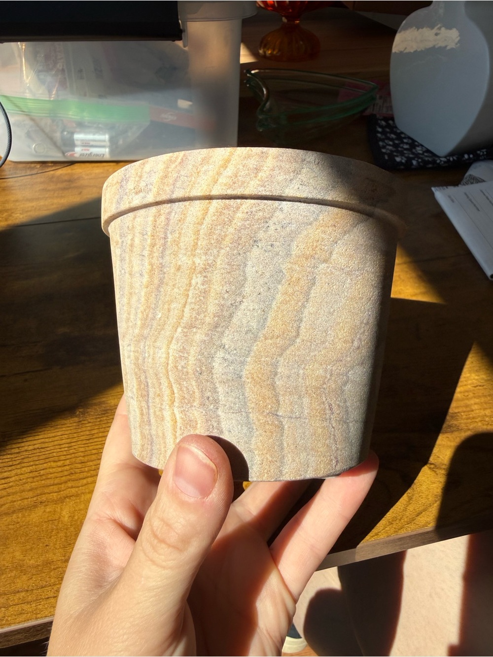 Stone marble pattern small planter pot